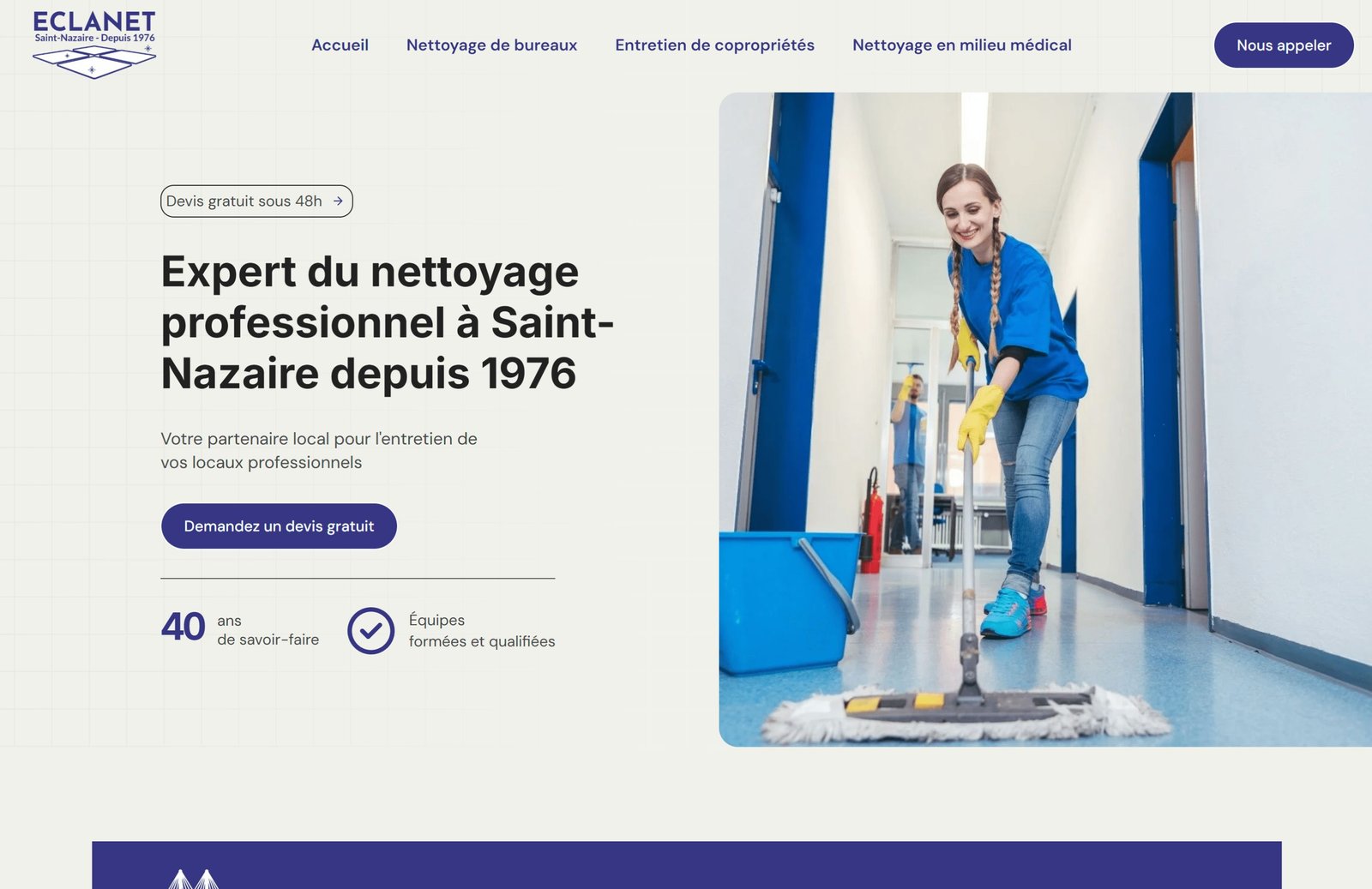 Site internet d'Eclanet, nettoyage professionnel à Saint-Nazaire