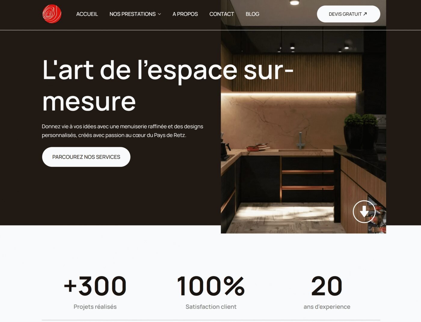 Site internet d'ABA Agencement, menuisier à Port-Saint-Père
