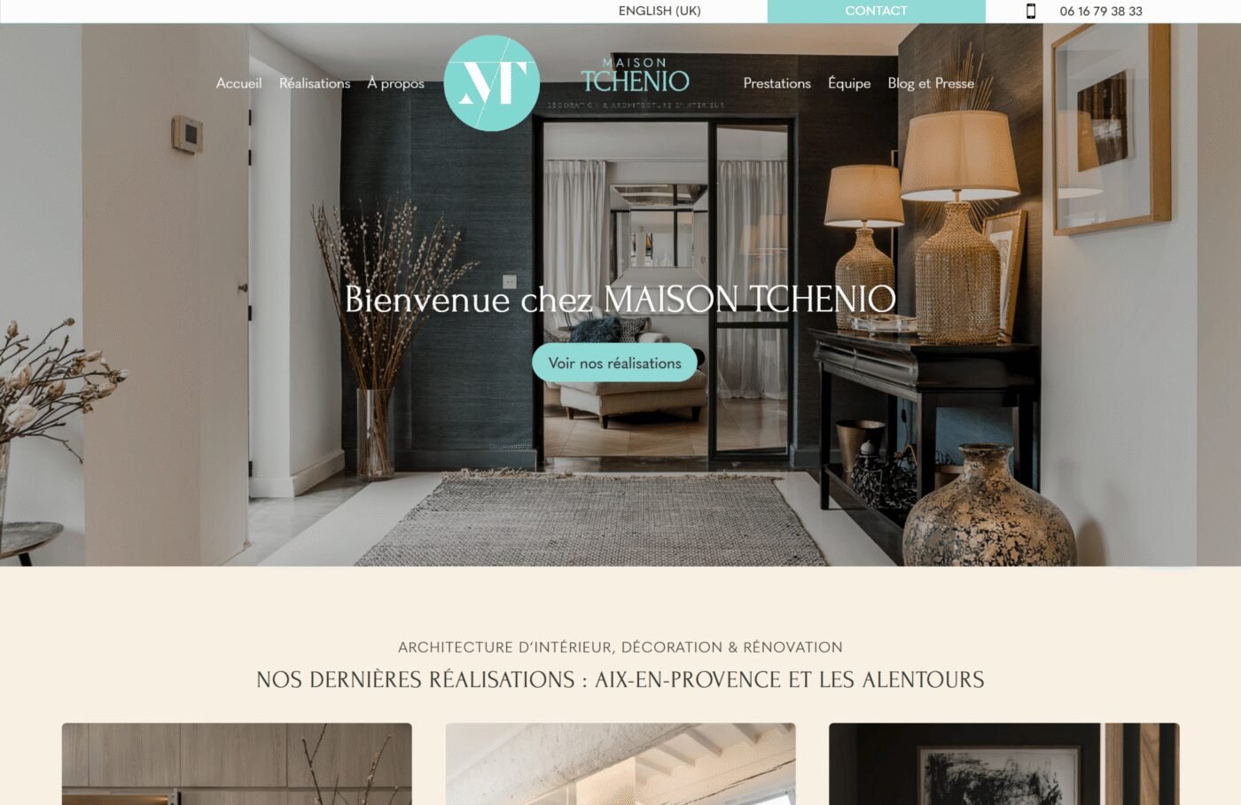 Site internet de Maison Tchenio, architecture d'intérieur