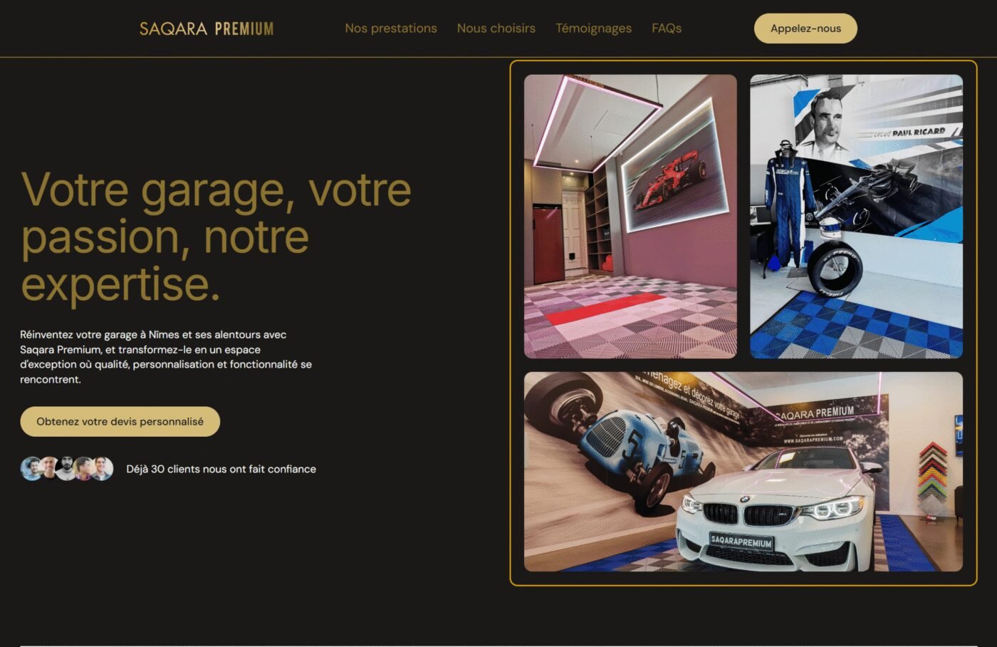 Site internet de Saqara Premium, aménagement de garage