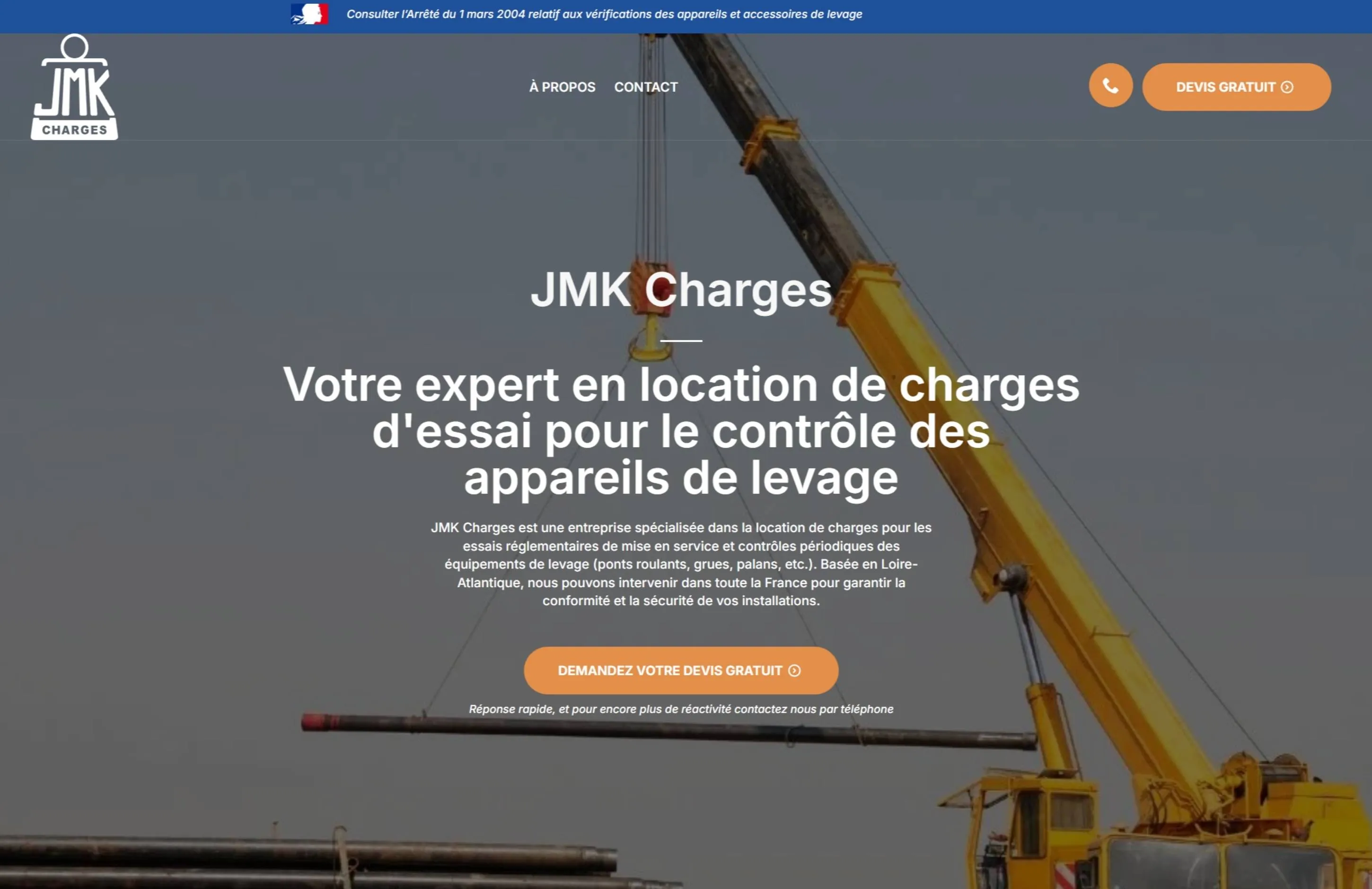 Site internet de JMK Charges, transport