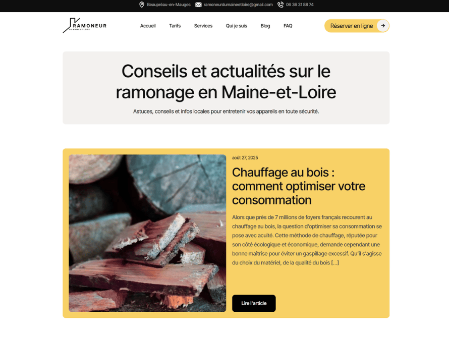 ramoneur du maine et loire création site web