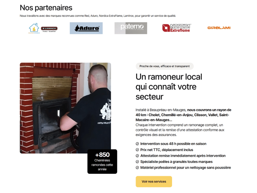 ramoneur du maine et loire création site web