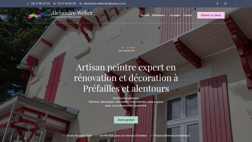 site web artisan peintre