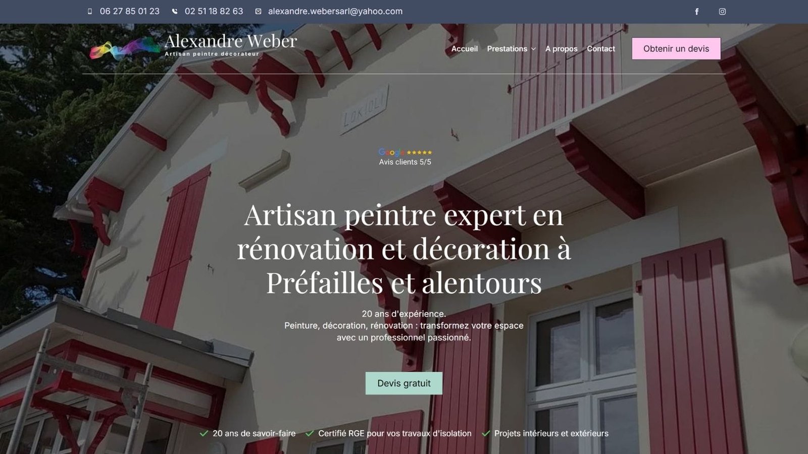 site web artisan peintre