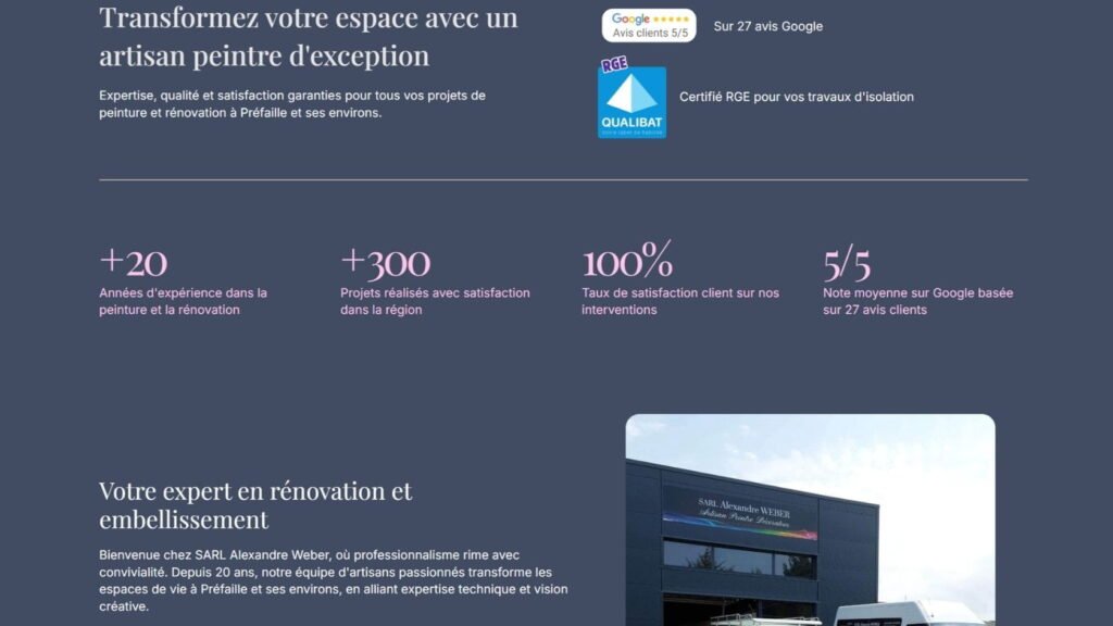 Son site web d'artisan peintre