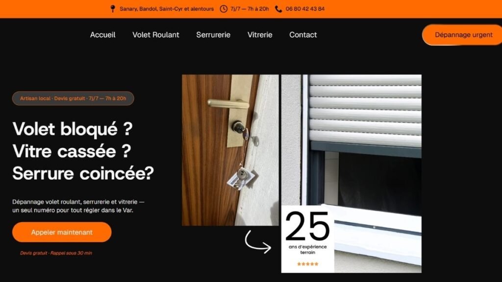 Création site web dépannage urgence · Elite Dépannage, Var