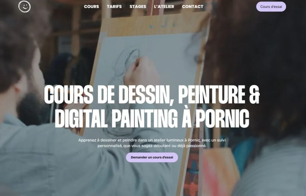 Site internet Crayon Gomme, école de dessin à Pornic, créé par La Fabrique Web