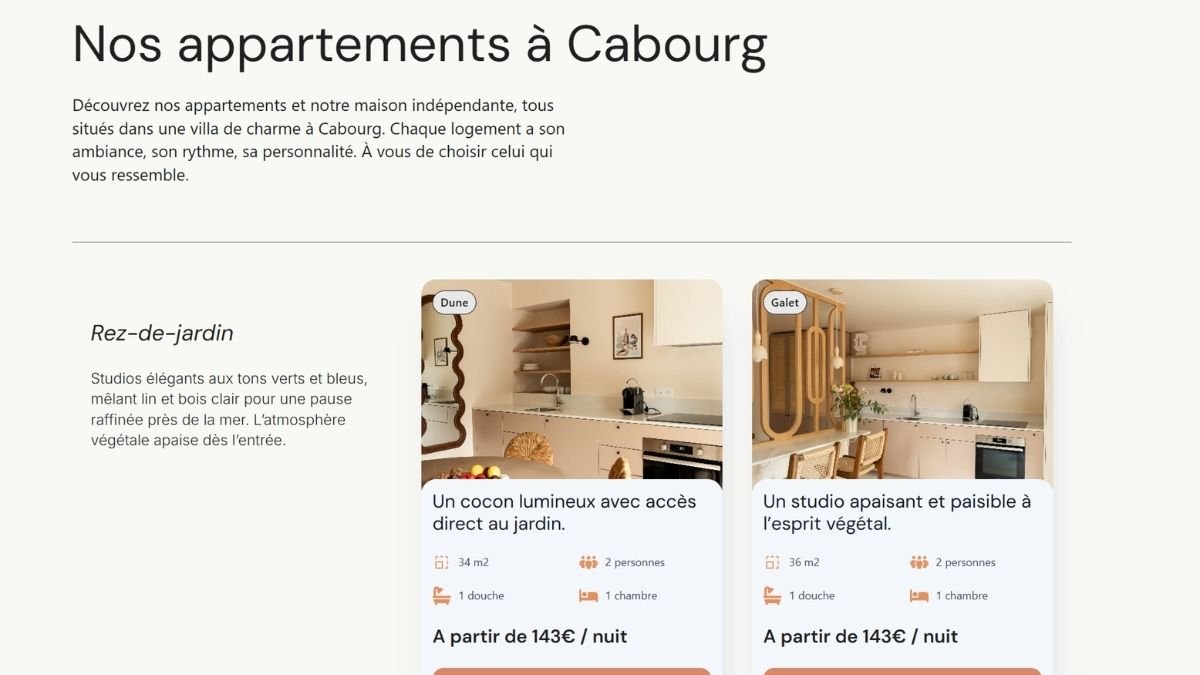 Site internet Villa Chantereine, location saisonnière à Cabourg