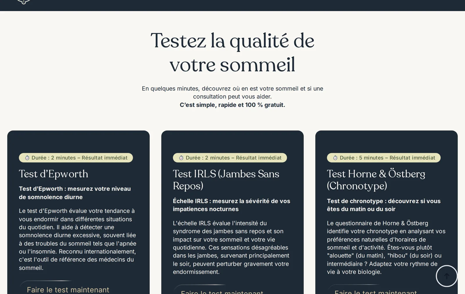 Site internet pour centre médical : tests de sommeil interactifs du centre d'Aubagne